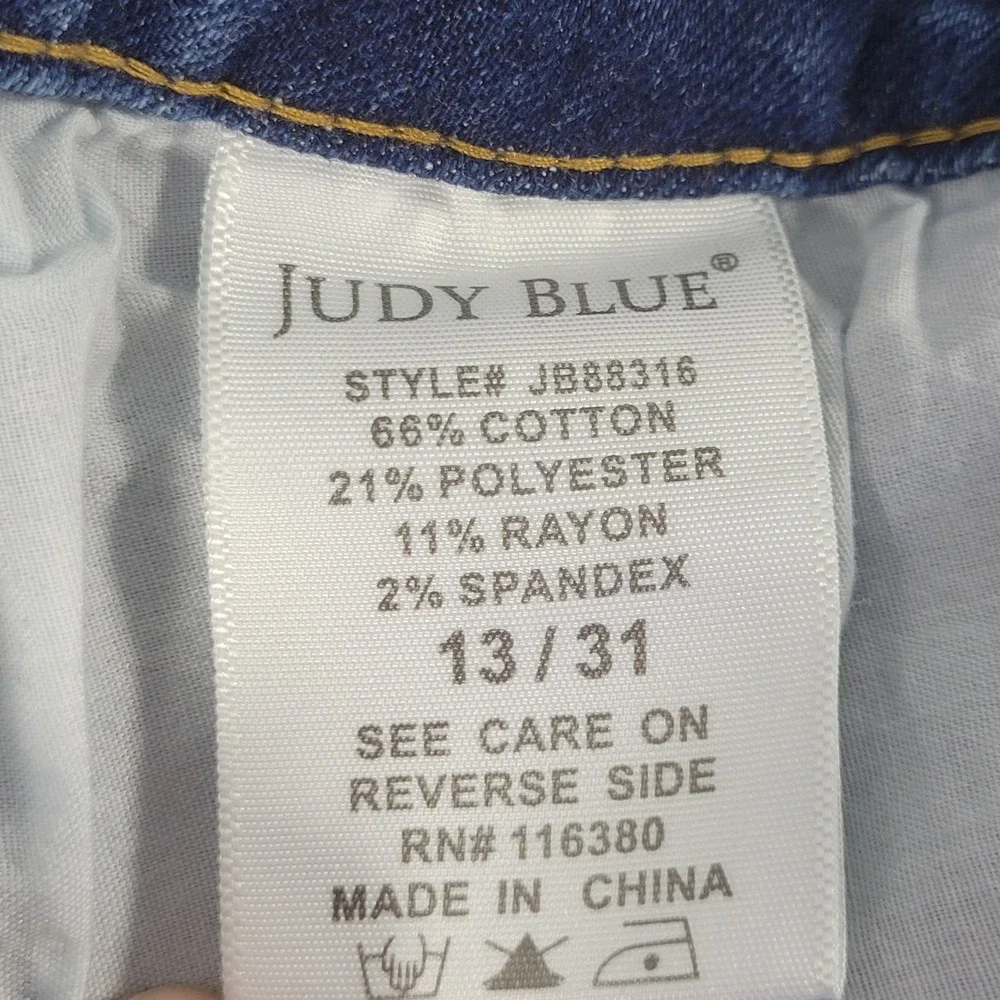 Judy Blue Skinny Fit Distressed Plaid Patch Jeans Medium Wash 13/31 Distressed - Picture 9 of 10